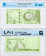 Venezuela 20,000 Bolivar Soberano Banknote, 2019, P-110a.1, UNC, TAP Authenticated