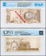 Venezuela 5 Bolivar Digital (Digitales) Banknote, 2021, P-115s, UNC, Specimen - 5 Million Soberano, TAP Authenticated