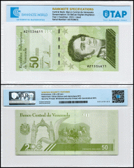 Venezuela 50 Bolivar Digital (Digitales) Banknote, 2021, P-118, Used - 50 Million Soberano, TAP Authenticated