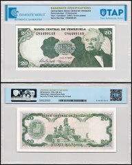Venezuela 20 Bolivares Banknote, 1995, P-63e, UNC, TAP Authenticated