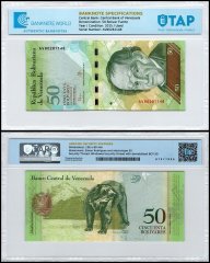 Venezuela 50 Bolivar Fuerte Banknote, 2007-2015, P-92, Used, TAP Authenticated