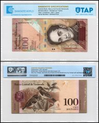 Venezuela 100 Bolivar Fuerte Banknote, 2007-2015, P-93, Used, TAP Authenticated
