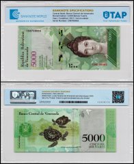 Venezuela 5,000 Bolivar Fuerte Banknote, 2017, P-97b, UNC, TAP Authenticated