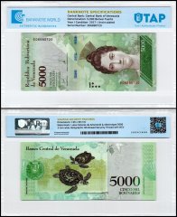 Venezuela 5,000 Bolivar Fuerte Banknote, 2017, P-97c, UNC, TAP Authenticated