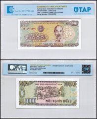 Vietnam 1,000 Dong Banknote, 1988, P-106a, UNC, TAP Authenticated