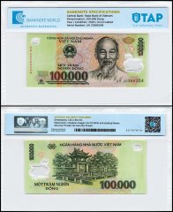 Vietnam 100,000 Dong Banknote, 2020, P-122q, UNC, Polymer, TAP Authenticated