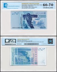 West African States - Senegal 2,000 Francs Banknote, 2022, P-716Kv, UNC, TAP 60-70 Authenticated