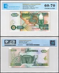 Zambia 20 Kwacha Banknote, 1992, P-36a, UNC, TAP 60-70 Authenticated