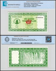 Zimbabwe 100,000 Dollars Bearer Cheque, 2006, P-32, UNC, TAP Authenticated