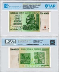 Zimbabwe 1 Billion Dollars Banknote, 2008, P-83, UNC, TAP Authenticated