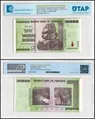 Zimbabwe 50 Trillion Dollars Banknote, 2008, AA, P-90s, UNC, Specimen, TAP Authenticated