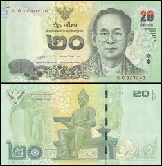 Thailand 20 Baht Banknote, 2013, P-118, UNC