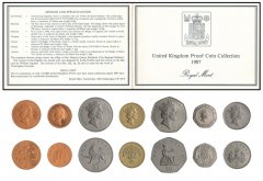 United Kingdom Collection - Royal Mint 1 Penny - 1 Pound 7 Pieces Proof Coin Set, 1987, KM #935-948, Mint, Album