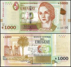 Uruguay 1,000 Pesos Uruguayos Banknote, 2015, P-New, UNC
