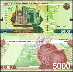 Uzbekistan 5,000 Sum Banknote, 2021, P-88, UNC