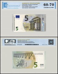 European Union - Spain 5 Euro Banknote, 2013, P-20v, UNC, TAP 60-70 Authenticated