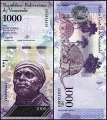 Venezuela 1,000 Bolivar Fuerte Banknote, 2017, P-95bz, UNC, Replacement