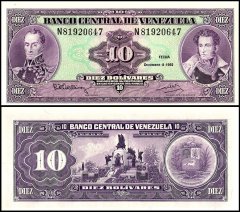 Venezuela 10 Bolivares Banknote, 1992, P-61c, UNC