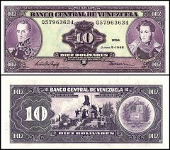 Venezuela 10 Bolivares Banknote, 1995, P-61d, UNC