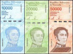 Venezuela 10,000 - 50,000 Bolivares 3 Pieces Set, 2019, P-NEW, UNC