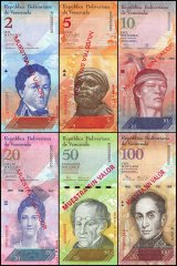 Venezuela 2 - 100 Bolivar Fuerte 6 Piece Full Specimen Set, 2007-2017, UNC