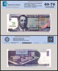 Philippines 100 Piso Banknote, 2012, P-213, UNC, Commemorative, TAP 60-70 Authenticated