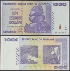 Zimbabwe 10 Billion Dollars Banknote, 2008, P-85, Used