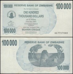Zimbabwe 100,000 Dollars Banknote, 2006, P-48, Used