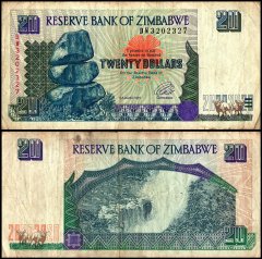 Zimbabwe 20 Dollars Banknote, 1997, P-7, Used