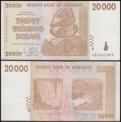 Zimbabwe 20,000 Dollars Banknote, 2008, P-73, Used