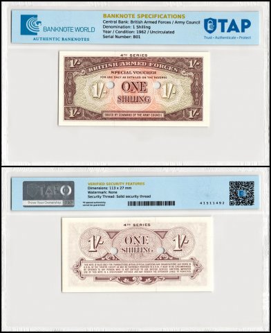 British Armed Forces One Shilling紙幣 IMCS Militaria | British WW2 Armed-Forces One Shilling Voucher