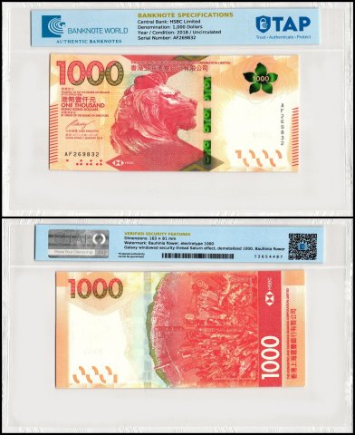 Hong Kong – HSBC 1,000 Dollars Banknote, 2018, P-222a.1, UNC