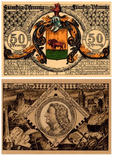 Schleiz 50 Pfennig 8 Pieces Notgeld Set, 1921, Mehl #1180, UNC