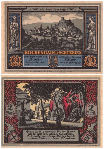 Bolkenhain in Schlesien 25 Pfennig - 2 Mark 6 Pieces Notgeld Set, 1921, Mehl #137.2, UNC