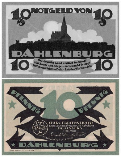 Dahlenburg 10-50 Pfennig 3 Pieces Notgeld Set, 1920, Mehl #252, UNC