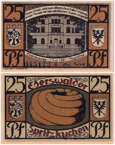 Eberswalde 25-50 Pfennig 2 Pieces Notgeld Set, 1921, Mehl #303.1a, UNC