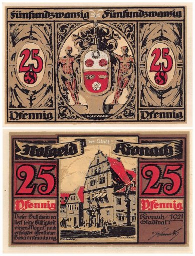 Kronach 25-50 Pfennig 6 Pieces Notgeld Set, 1921, Mehl #747.1, UNC