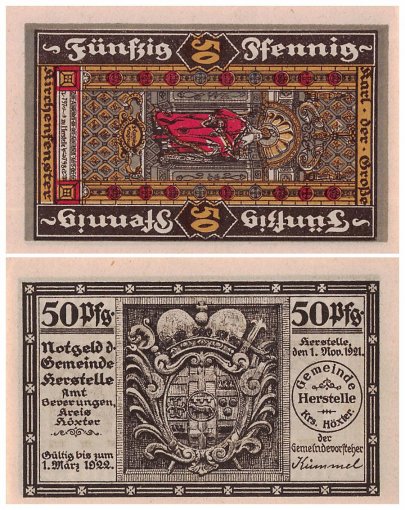 Herstelle 50 Pfennig - 2 Mark 3 Pieces Notgeld Set, 1921, Mehl # 604.1, UNC