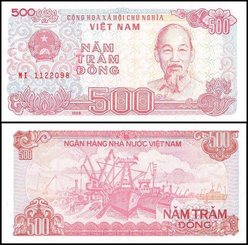 Vietnam 200-10,000 Dong 5 Pieces Banknote Set, 1987-2008, P-100-119, UNC