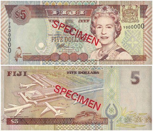 Fiji 2-50 Dollars 5 Pieces Banknote Set, 2002 ND, P-104s-108s, UNC, Specimen