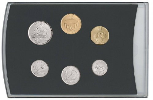 Fiji 5 Cents - 2 Dollars, 6 Pieces Colored Coin Set, 2012, Mint