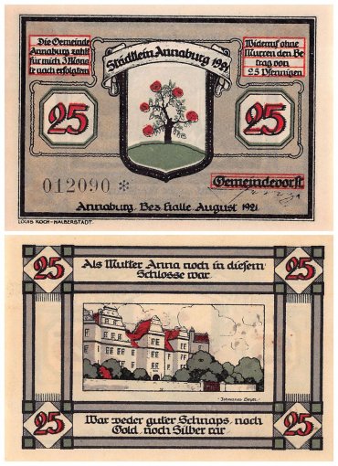 Annaburg 25-50 Pfennig 6 Pieces Notgeld Set, 1921, Mehl #34.1, UNC