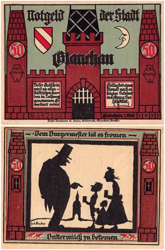 Glauchau 50 Pfennig 6 Pieces Notgeld Set, 1921, Mehl #436.1, UNC