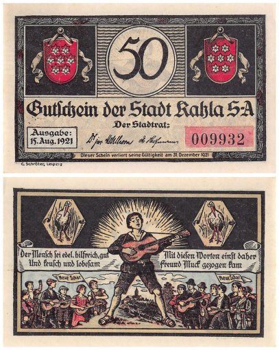 Kahla 25-75 Pfennig 3 Pieces Notgeld Set, 1921, Mehl # 668.2, UNC