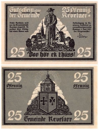Kevelaer 10-50 Pfennig 3 Pieces Notgeld Set, 1921, Mehl # 690, UNC
