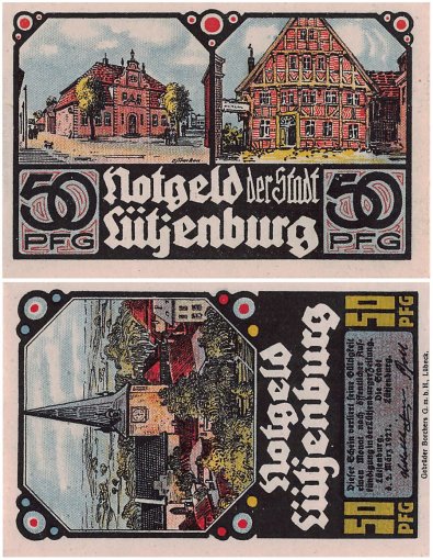 Luetjenburg 25-75 Pfennig 3 Pieces Notgeld Set, 1921, Mehl #843, UNC