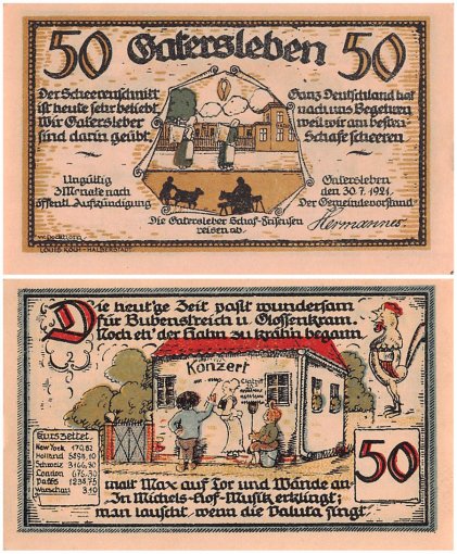 Gatersleben 25-75 Pfennig 6 Pieces Notgeld Set, 1921 ND, Mehl # 409.1, UNC