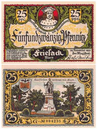 Friesack 25-75 Pfennig 9 Pieces Notgeld Set, 1921, Mehl #396, UNC