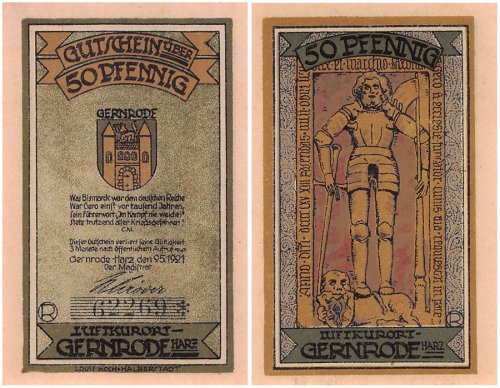 Gernrode 25-75 Pfennig 5 Pieces Notgeld Set, 1921, Mehl # 423.2, UNC