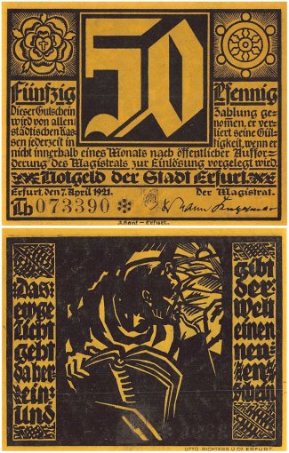 Erfurt 50 Pfennig 3 Pieces Notgeld Set, 1921, Mehl #344.4, UNC